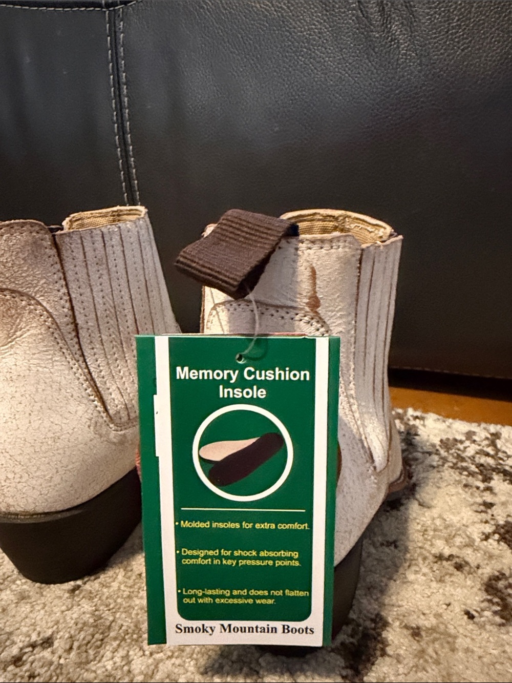 Smoky Mountain Boots. Embroidered Cream Western Booties with comfort stretch - Picture 5 of 6